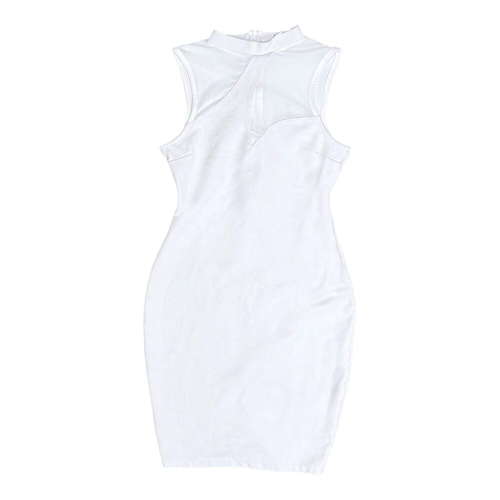 Fashion Nova White Good Attitude Mesh Cut Out Mini Dress